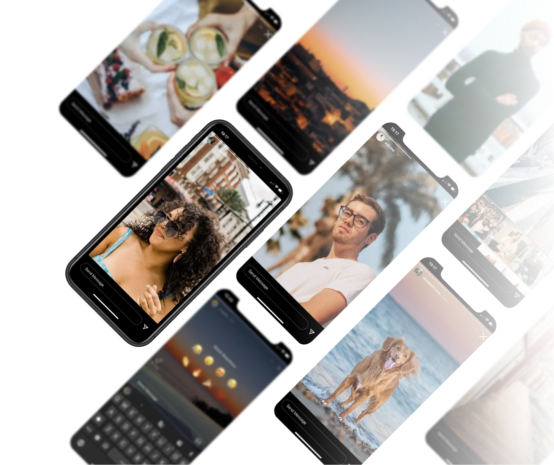 Imagens com telefones nos quais o aplicativo Instagram está aberto
